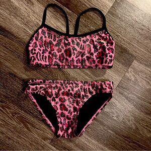 Animal Print Sparkly two-piece Pink Bikini XS